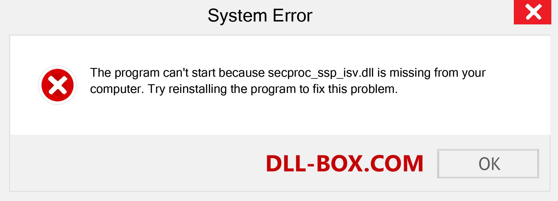  secproc_ssp_isv.dll file is missing?. Download for Windows 7, 8, 10 - Fix  secproc_ssp_isv dll Missing Error on Windows, photos, images